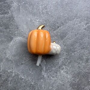 Nora Fleming Pumpkin Spice Mini - Orange and White Ceramic Pumpkin Sold Out NIB